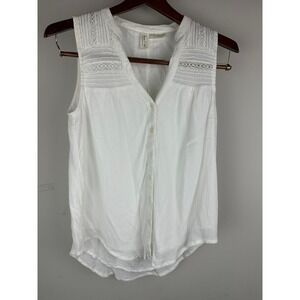 Meadow Rue Anthropologie White Sleeveless Button Down Top Blouse UK 4 US‎ 0